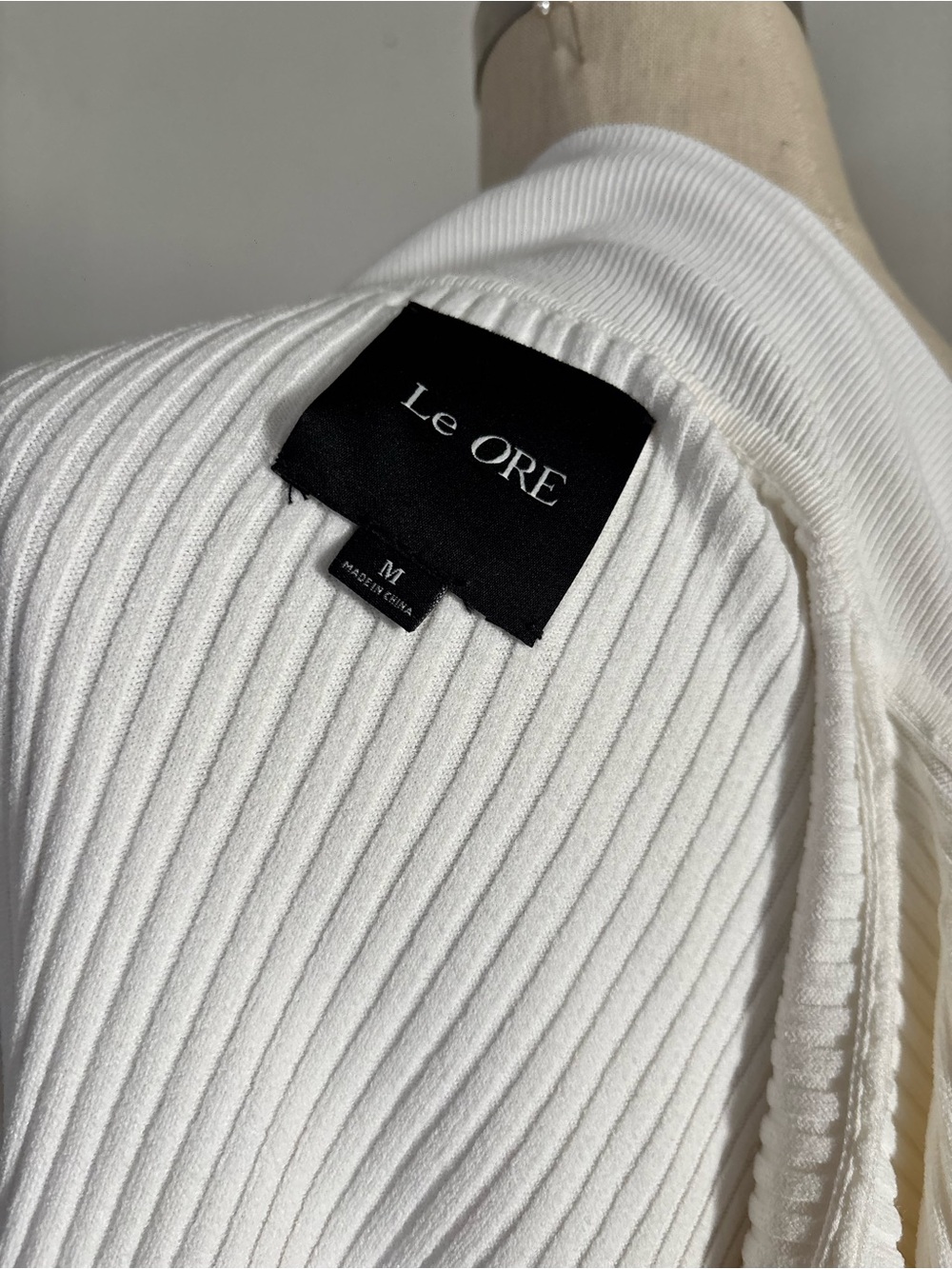 Le ORE Rimini Ribbed Cream Mother Pearl Button Up Cardigan - Picture 8 of 8